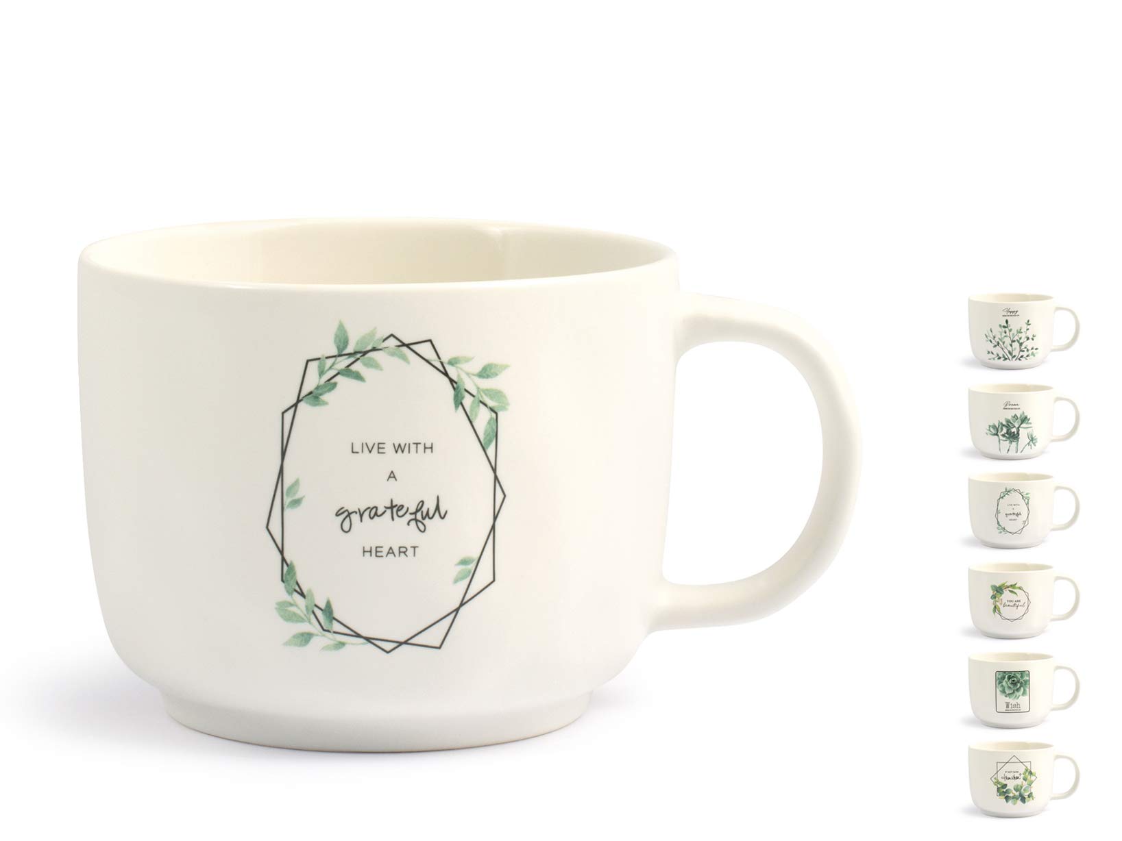 H&H 42719 Botanic Set of 6 Jumbo, New Bone China, cc350, Assorted Designs