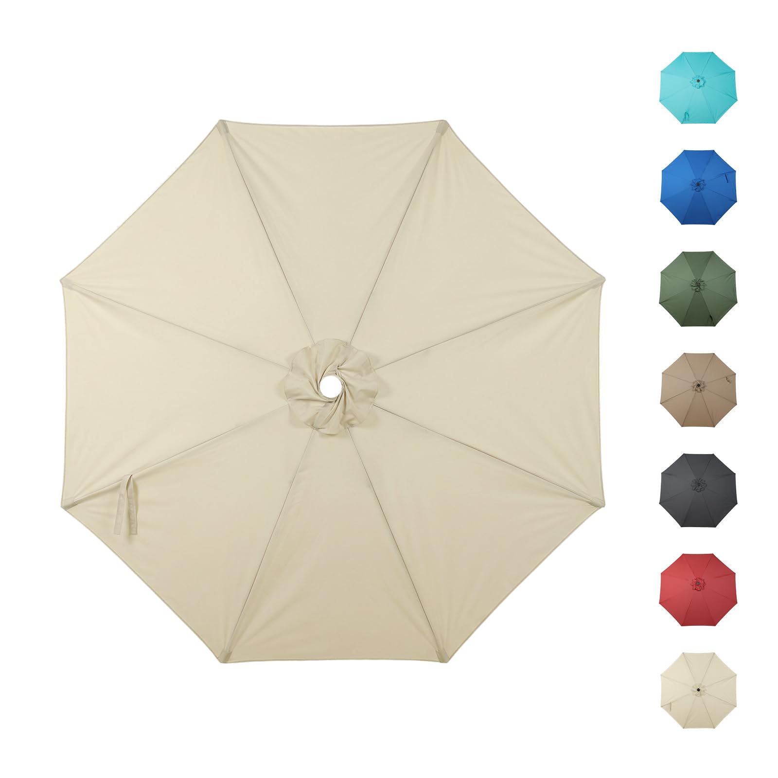 COWVIE 3m Market Umbrella Canopy Replacement for 8 Ribs Patio Umbrella, Outdoor Table Parasol Replacement for Yard, Canopy Only