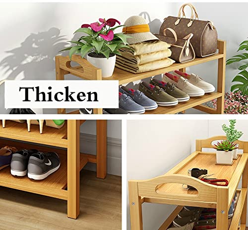 Image of TARKAN 3 Shelf Multipurpose Bamboo Mini Shoe Rack, Storage Organizer Stand for Home (6 Pairs)