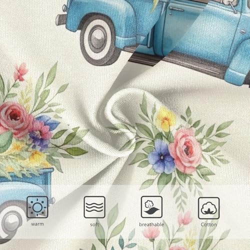 Toddler Girl Briefs, Blue Trucks Flowers Cream Cotton Underwear for Girls, 2–8 Years3