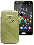Suncase Original Tasche für/Wiko U Feel Lite/Leder Etui Handytasche Ledertasche Schutzhülle Hülle Hülle/in wash-grün