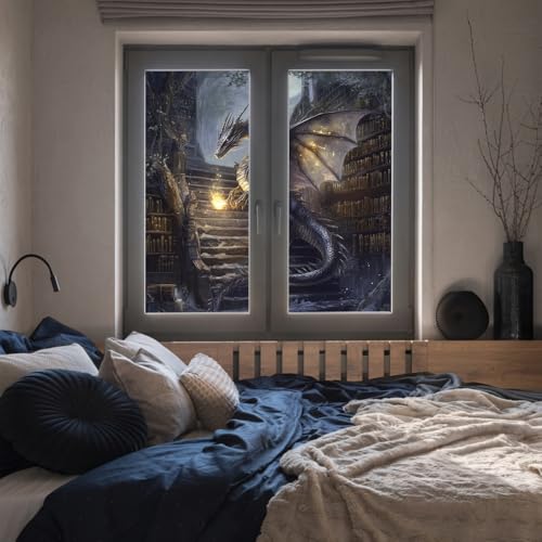 Vinilo para ventana Abstract Vintage Dragon 2 paneles 17.7x23.6 in miniatura 5