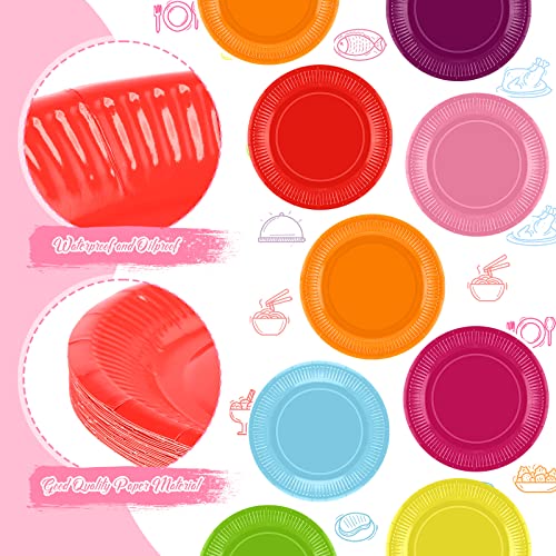 Eboot 320 Pcs 9 Inch Colorful Disposable Paper Plates Bulk Rainbow Party Plates For Dinner And Dessert, Kid's Colored Party Plates For Rainbow Party Supplies Birthdays Picnic Baby Shower Graduation #TOP2