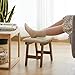 Foot Stool Ottoman Foot Rest Under Desk,Small Stool for Living Room, Bedroom and Kitchen (Brown Legs - Beige Stool Surface)