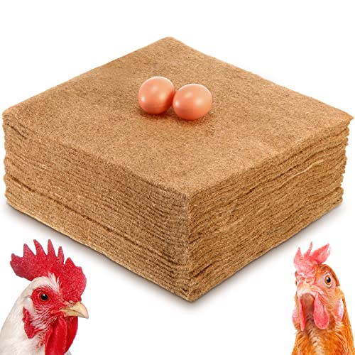 Aoriher 24 Pack Natural Hemp Chicken Nesting Pads Reusable Hens Bedding Mats Chicken Nesting Box Liners for Hen Laying Eggs Coop Pet Garden Lawn Indoor Outdoor 11.8 x 11.8 Inches