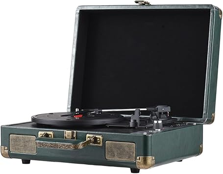 Eacam Vinyl Record Player - BT Vintage 3-Speed Portable Suitcase ...