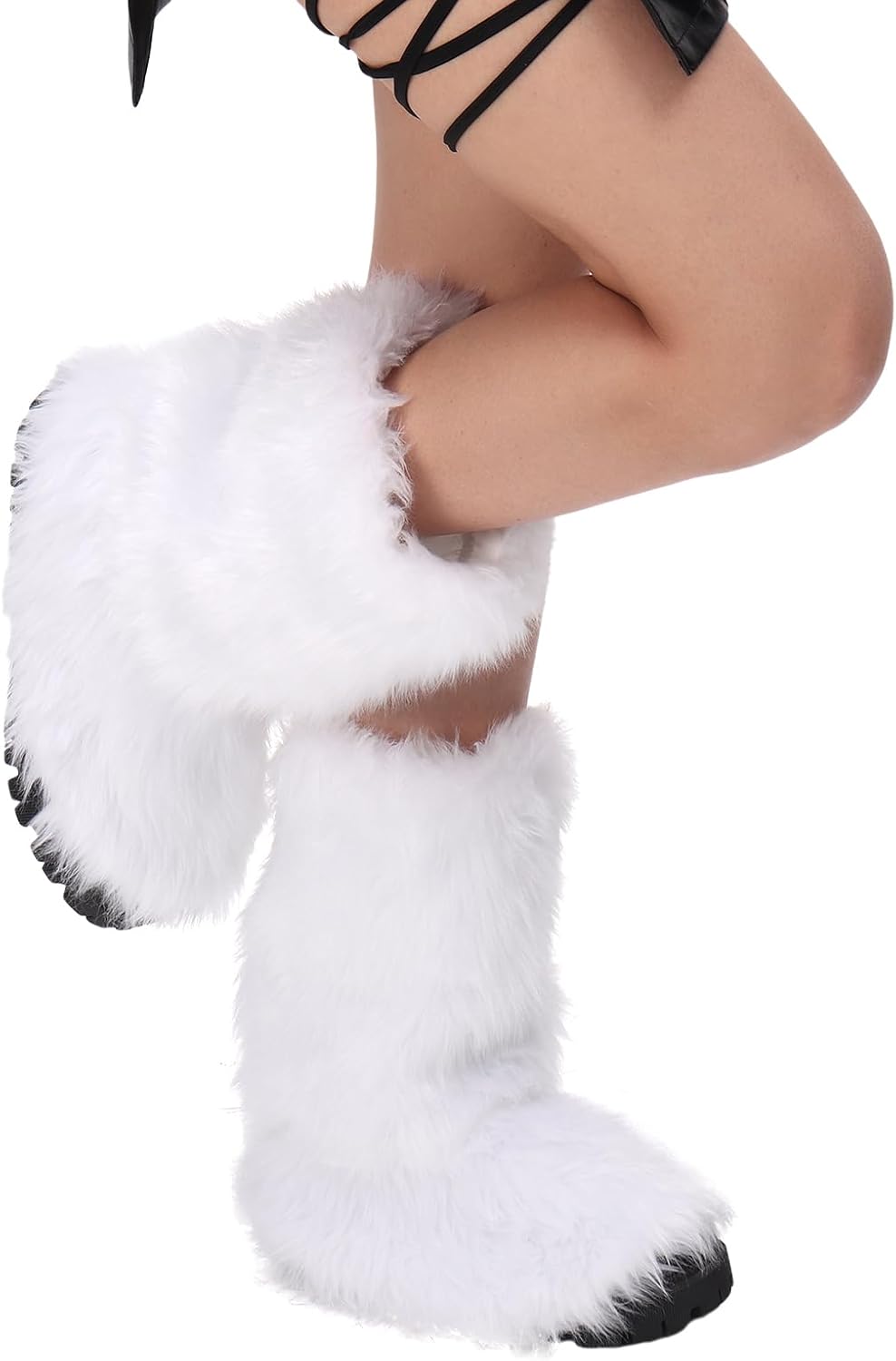 Women Faux Fur Boot Cover Furry Fluffy Leg Warmer Winter for Valentines Party Costumes