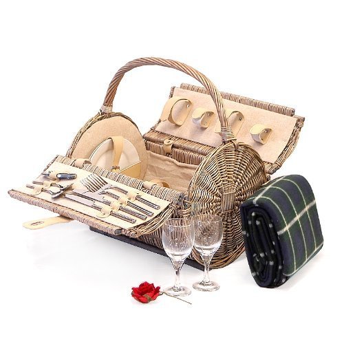 Traditioneller 'Harrington' Picknickkorb Für 2 Personen Mit Picknickdecke - Ideale Geschenkidee zum Geburtstag, Hochzeit, Ruhestand Cover