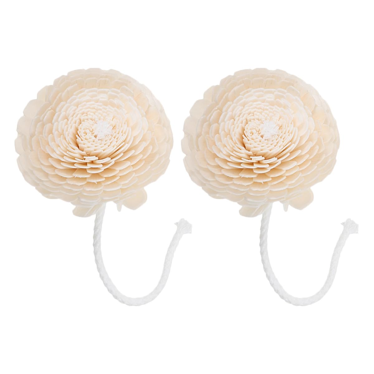 MAGICLULU Diffuseur de Parfum 2pcs Tête de Fleur en Corde de Coton Beige, Diffuseur D'huiles Essentielles Léger et Élégant pour Décoration de Voiture ou Intérieur