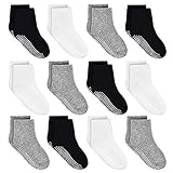 Kids Non Slip Toddler Boy Grip Socks 12 Pairs Anti Skid Sticky Socks for 1-3 Years Infants Baby Children
