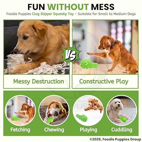 Image of Foodie Puppies Clog Slipper Squeaky Toy for Dogs & Puppies | Soft, Fun, Durable Chew Toy for Small to Medium Dogs | Indoor Interactive Pet Play Toy with Built-in Squeaker for Entertainment