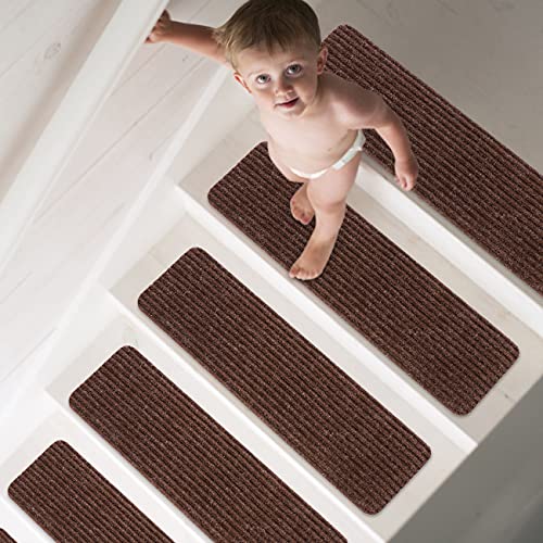 🔥 Cashback up to 70% Matahum Non-Slip Stair Treads Carpet, Treads for Wood Stairs Set of 15,Safety Slip Resistant for Kids, Elders, and Dogs,8" X 30", Brown