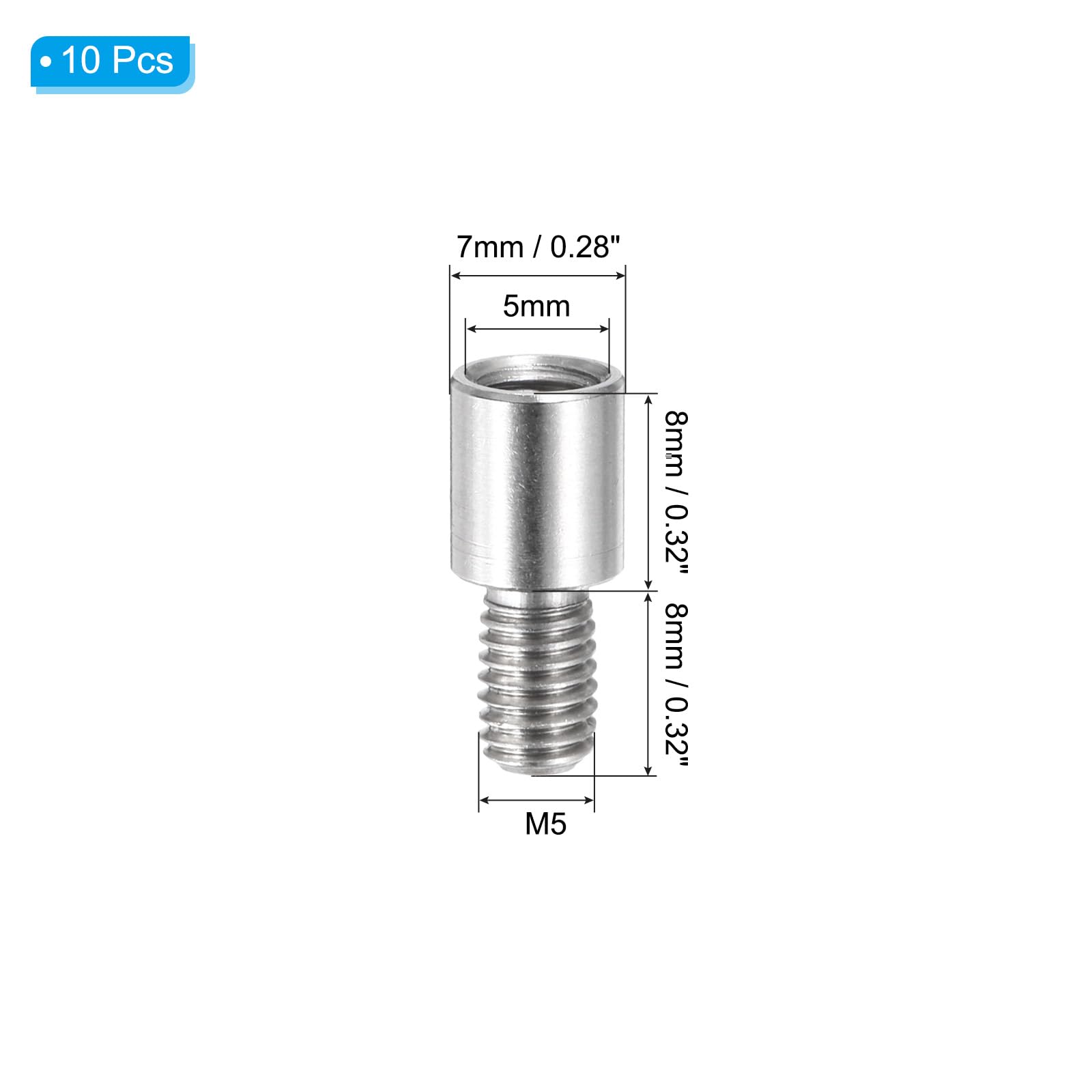 PATIKIL 10 Pcs M5x8+8mm Stainless Steel Standoff Extension Posts Screws,Metric Male Female Thread Adapters Spacer for PCB,Quadcopter Drone,Computer & Circuit Board Assortment Kit - Image 2