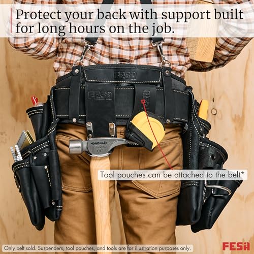 Fesa Men'S Padded Tool Belt - Leather Back Support Tool Belt With Breathable Nylon Padding thumb #6