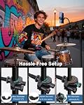 LMS Mic Stand Phone Holder, Flexible Phone Holder for Microphone Stand, iPhone Music Stand Holder Mount, Mic Stand Cell Phone Clip for iPhone 15 14 13 12 Pro Max Samsung Galaxy Pixel (Standard, 6")