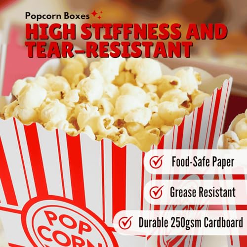 zeego0 20-pack popcorn boxes sturdy and durable popcorn bucket 775in tall large capacity popcorn containers cups amp bowls convenient movie night supplies perfect for families parties carnivals
