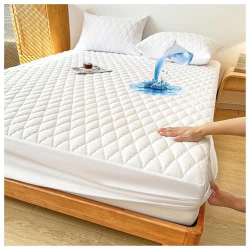 Protège-matelas imperméable blanc 180x200cm drap-housse uni doux