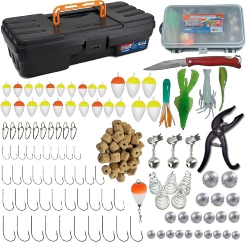 Caixa De Pesca Mini Estojo Boias Anzol Chumbos Canivete Sino