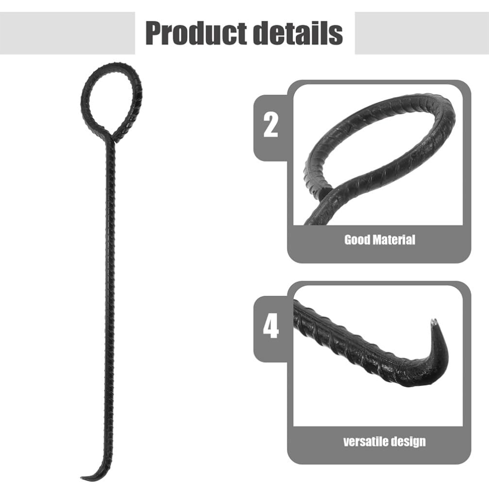 SOLUSTRE T Manhole Cover Hook 40cm Manhole Hooks with Handle Heavy Duty Lifter Hook Tool for Moving Lifting Pulling Black