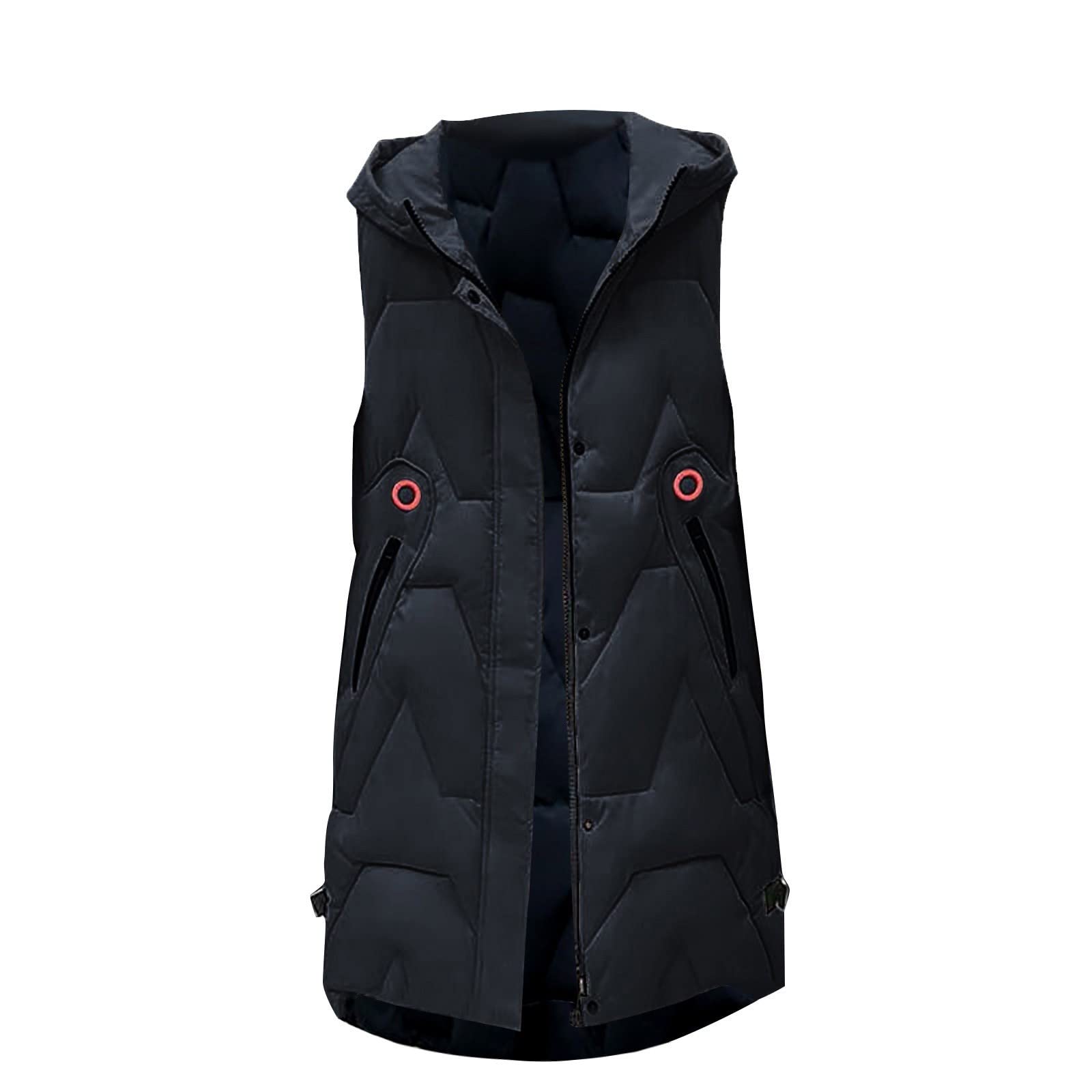Chaleco de plumas para mujer, sin mangas, cálido, abrigo de plumón con capucha, bolsillos, chaleco acolchado largo y ligero, informal, abrigo de invierno, chaleco con capucha, chaqueta de montaña,