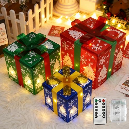 LED Geschenkboxen Weihnachten, Beleuchtung Weihnachtsdeko Innen mit...
