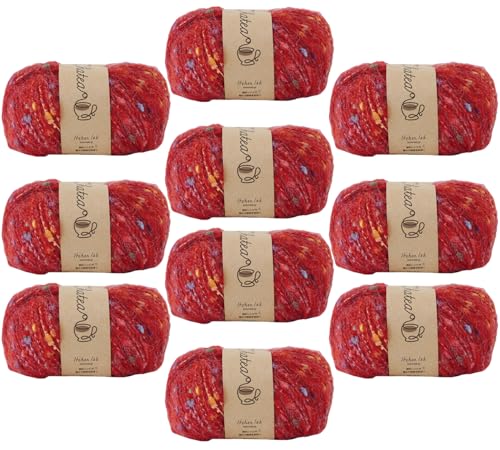 原ウール Knitworm Chatea 毛糸 10玉セット チャティふんわりポンポン 並太 25g(約73m) (8.Akane)のサムネイル