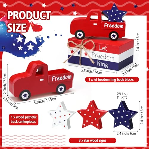 Marsui-5-Pieces-Patriotic-Table-Decorations-4th-of-July-Wood-Blocks-Let-Freedom-Ring-Centerpieces-American-Wood-Book-Stacks-for-Independence-Day-Memorial-Day-Home-Indoor-Table-Topper-Tiered-Tray-Decor Marsui 5 Pieces Patriotic Table Decorations 4th of July Wood Blocks Let Freedom Ring Centerpieces American Wood Book Stacks for Independence Day Memorial Day Home Indoor Table Topper Tiered Tray Decor