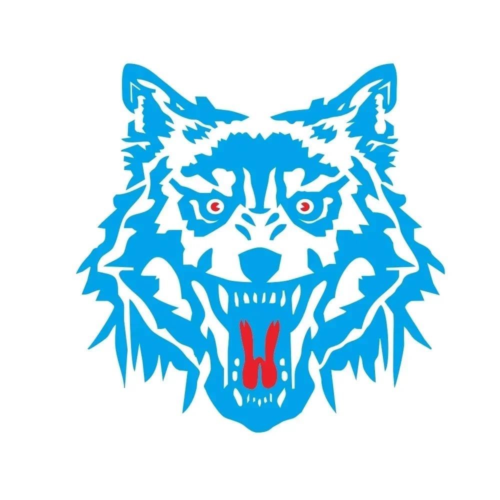 Wolf Totem Car Stickers Decorative Door Waist Line Hood Models Universal Waterproof Vinyl Decal Accessories(Blue,L 50x50cm)