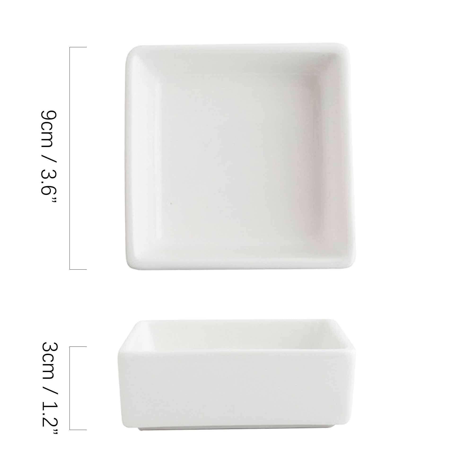 Dipschalen-Set für Sojasauce, Keramik-Dipschalen, Saucenschalen, Tapasschalen, Schalenset mit Blumenmuster für Desserts, Snacks, Weiß, 9 cm, 2er-Set (Weiß, 9 cm, 2er-Set)