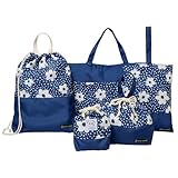 [ever closet] レッスンバッグ 5点セット 入園入学セット 女の子 入園入学準備 手提げ袋 上履き入れ 体操着袋 お弁当袋 コップ袋 子供 キッズ エバークローゼット [ドット花柄 F]