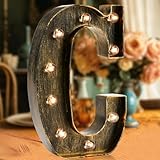 OYCBUZO Golden Black Led Marquee Letter - Industrial, Vintage Style Light Up Alphabet Letter Sign for Cafe Wedding Birthday Party Christmas Lamp Home Bar Initials Decor - C