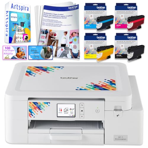 Brother SP-1 Sublimation Printer with Full CMYK 47ml Ink Set, 10...