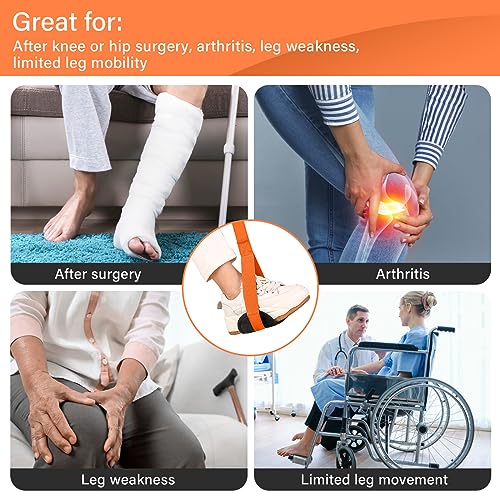 HOOMTREE 39'' Long Leg Lifter Hip Replacement,Rigid Leg Lifter Strap for Knee Replacement Surgery Recovery,Foot Lifter Easily Get in and Out of Bed,Car,Wheelchair,with Padded Loop for Hands and Feet - Thumbnail 3