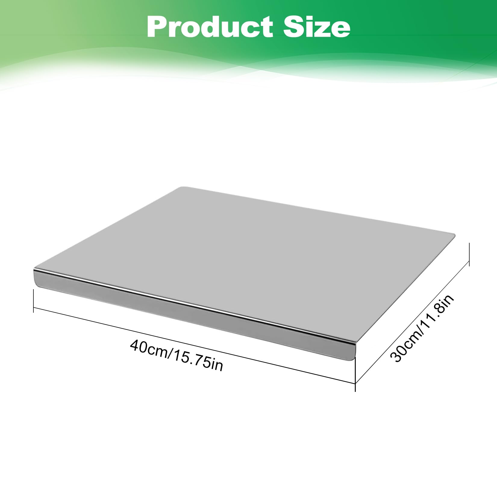 30 X 40Cm Tabla De Cortar De Acero Inoxidable Para Amasar Cortar y Hornear Con Borde De Protección También se Puede Utilizar Como Tabla Para Amasar Pasta en Cocinas Bares y Restaurantes