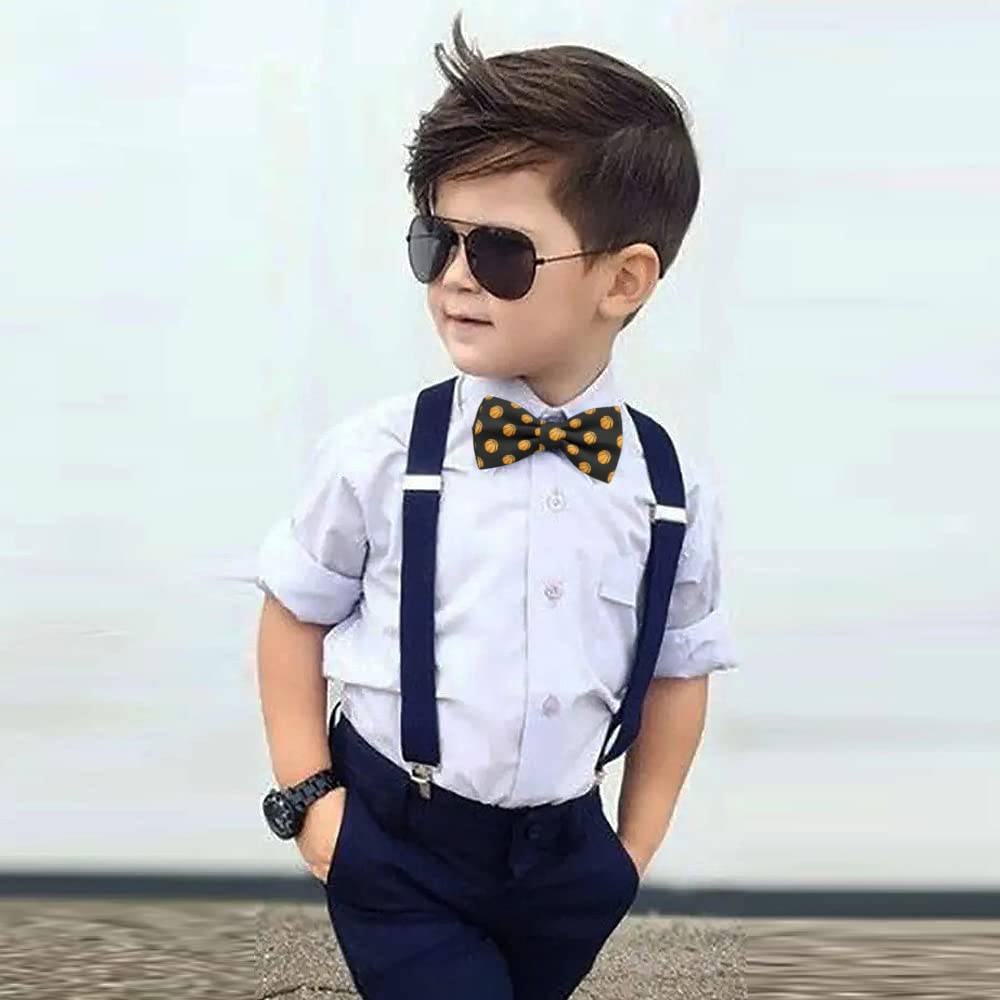 KAWAMOUSE Adjustable Pre-tied bow tie for Men (Universal Basketballs Pattern) Elegant Cute Bowties for Dogs Cats Pets