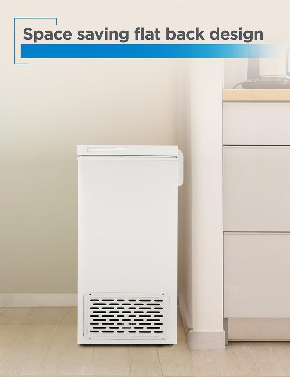 Black+Decker 2.0 Cu. Ft. Compact Chest Freezer, Deep Freezer Holds Up To 70 Lbs. Of Frozen Food, Removable Storage Basket, Manual Defrost, White on Fridge.com - View 6
