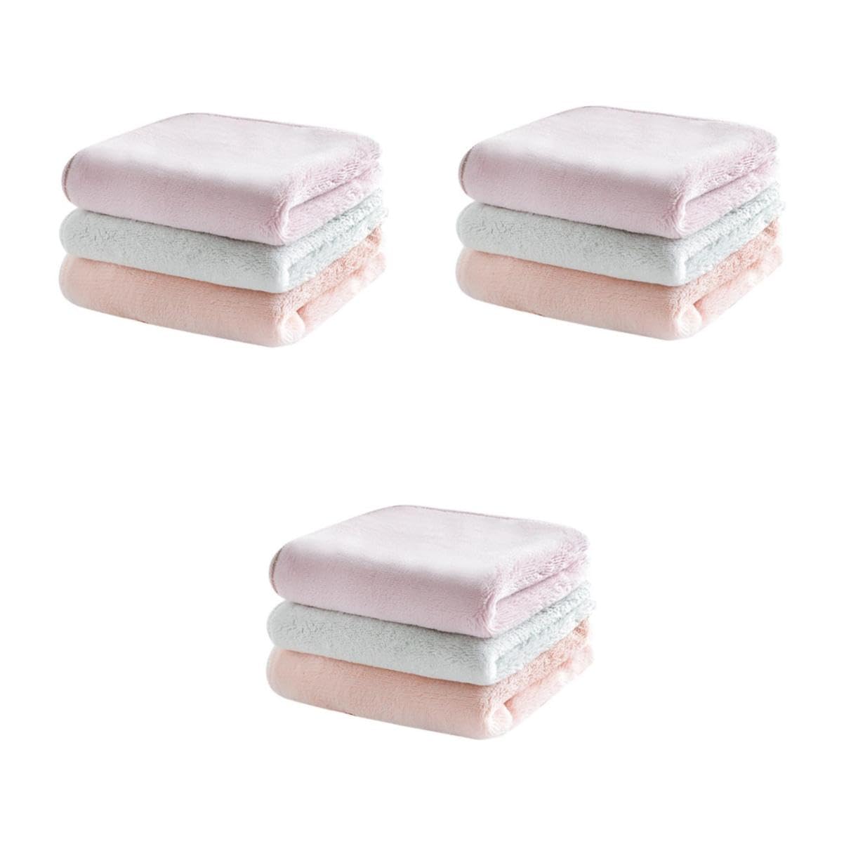 3 Series Paños De Limpieza Absorbentes Y Antigrasa Microfibra De Doble Cara Colores Pastel Rosa Verde 3 Piezas*3
