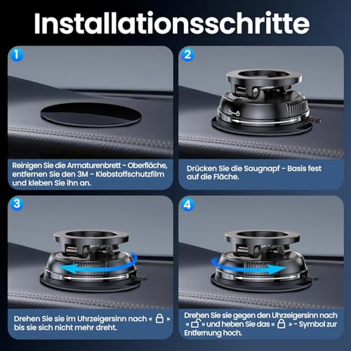 Handyhalterung Auto MagSafe,Vakuum Magnetischer Auto Für MagSafe Autohalterung, [22x N55 Magnet],[Mit 35KG Stärkste Saugkraft], 360° Drehbare Handy Halterung Für Alle Handys