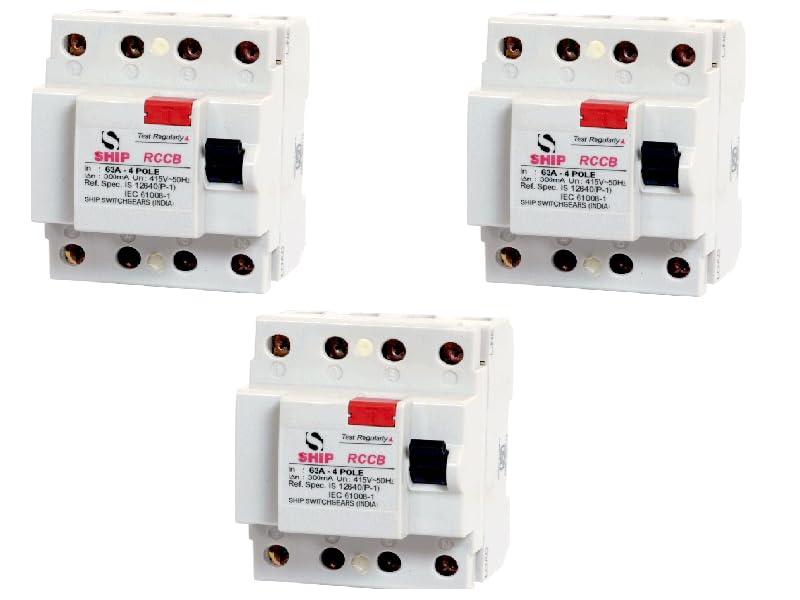 SHIP- 80 AMP Four Pole RESIDUAL CURRENT CURCUIT BREAKERS (RCCB/ELCB) 240/415V - 50Hz (Sensitivity 30mA) Pack of 3