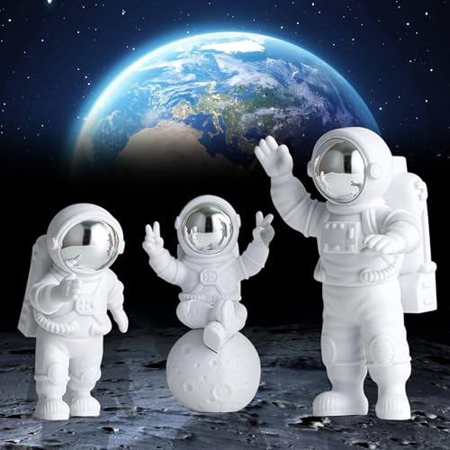 GmwyCzV 3 St&uuml;ck Astronauten Ornamente,Miniatur PVC Astronautenmodell,Astronauten Figur Spielzeug Modellbausatz f&uuml;r Kinder Und Erwachsene,Dekoration f&uuml;r Zuhause,B&uuml;ro,Weltraum Thema Party