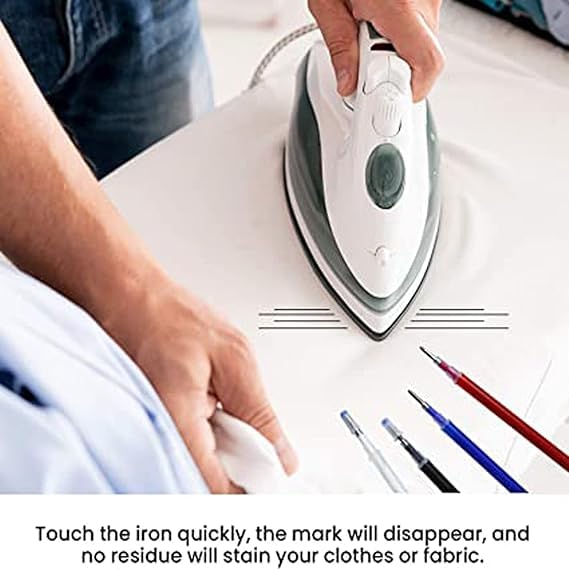 Image of 10pcs Heat Erasable Fabric Refills Patchwork Marking Sew Pens High Temperature Disappearing Ink Fabric Markers for Embroidery Cross Stitch Hand Craft (Red & White & Blue)