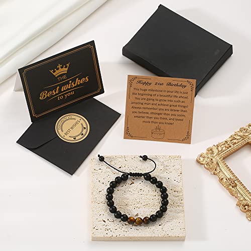 Cogu 21St Birthday Gifts Adjustable Bracelet For Him, Natural Tiger's Eye Stone Adjustable Bracelet Gifts For Men #TOP1