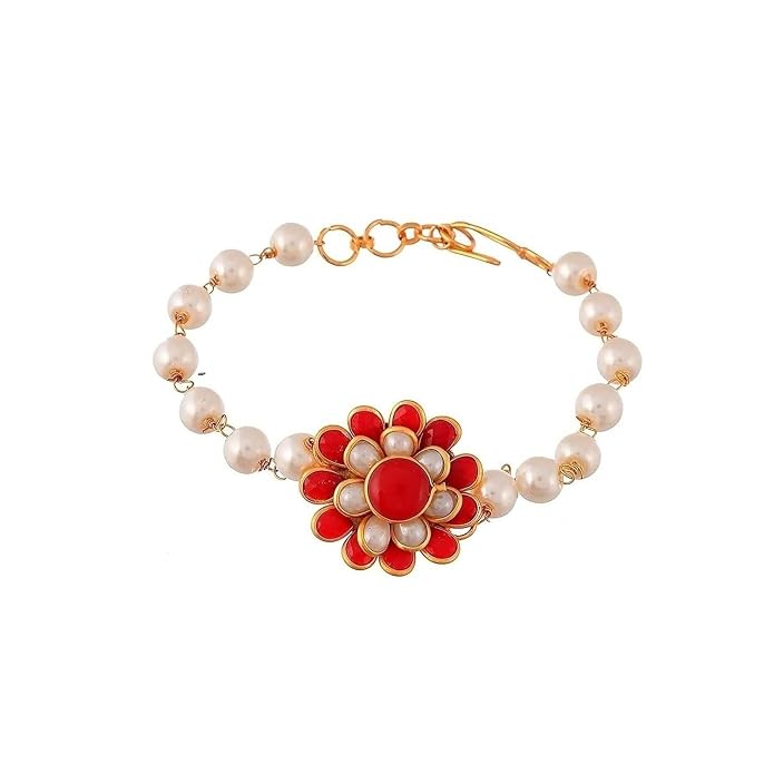 Traditional Gold Plated Handmade Flower Multi Color Couple Combo Rakhi For Unisex (Same as Shown In Image)