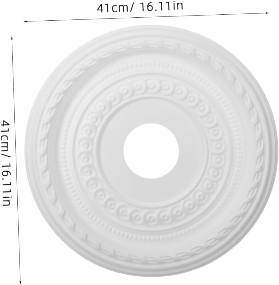 Unomor Decorative Pu Ceiling Medallion for Light Fixtures Easy Install Canopy Cover for Chandeliers Ceiling Fans Versatile White Embossed Design for Home Office Decor