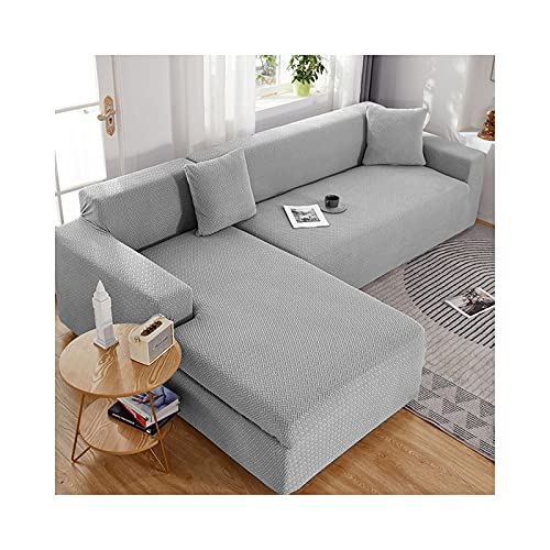 Housse de canapé 4 places argent gris pour moderniser et protéger le salon familial