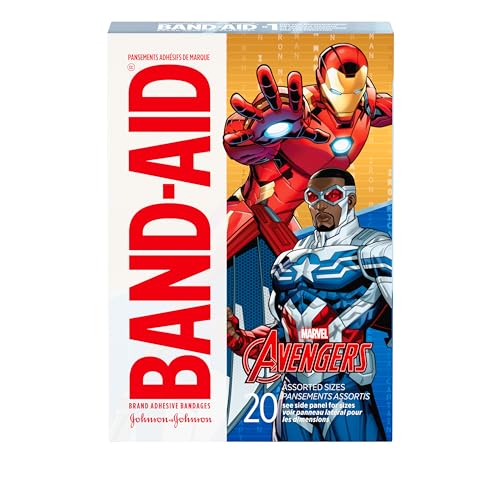 Image of Band-Aid Brand Adhesive Bandages for Minor Cuts & Scrapes, Wound Care Featuring Marvel Avengers Characters, Fun Decorative Bandages for Kids & Toddlers, Assorted Sizes, 20 ct