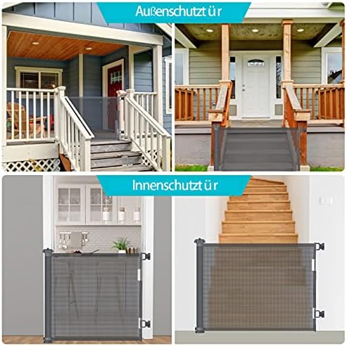 Door Safety Gate Extendible 0 - 150 cm, Retractable Stair Safety Gate for Babies and Pets, Suitable for Indoor and Outdoor Use
