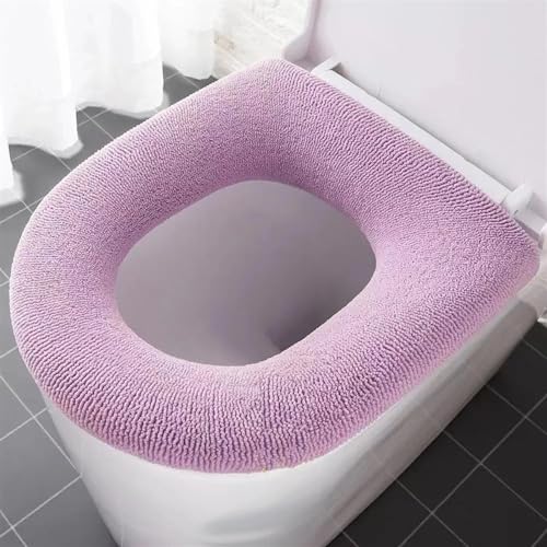 Cojín de asiento de inodoro acolchado evita frío funda de baño rosa suave 2