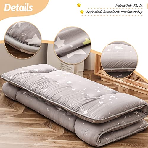 Image of MAXYOYO Grey Constellation Japanese Futon Mattress, Tatami Mat Portable Camping Mat Kids Sleeping Pad Foldable Roll Up Floor Lounger Couch with Mattress Protector Full Size