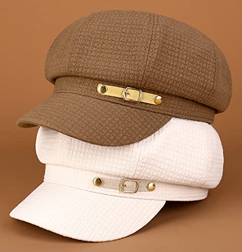 Women Newsboy Caps Warm Visor Beret Hat Cozy Trendy Vintage Cabbie Hat For Ladies Girls Coffee-B #TOP2